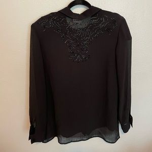 Vintage Black button up blouse with sequin back detail size 12